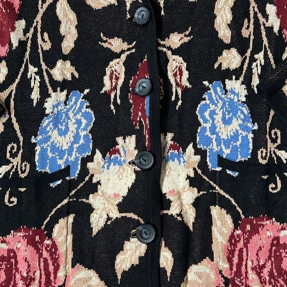 Soft Surroundings Cardigan Size Small Petite Floral Button Front Long Sweater - Picture 4 of 7